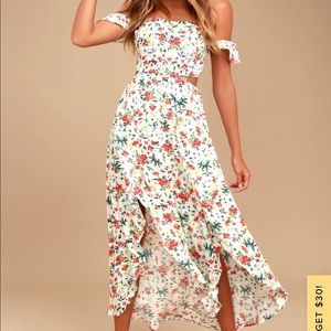 Lush/Lulu’s Floral Off-the-Shoulder Midi Dress NWT
